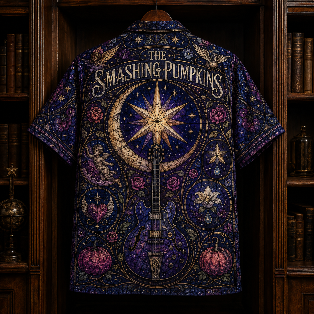 The Smashing Pumpkins Hawaiian Shirt - Stained Glass Alternative Rock All-Over Print Button-Up Shirt