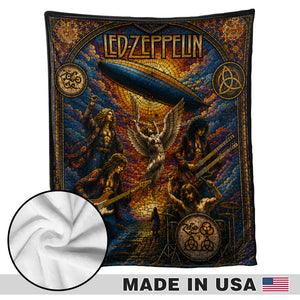 Led Zeppelin Stained Glass Quilt Blanket Luxury Rock Band Bedding for Classic Rock Fans