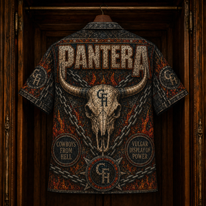 Pantera Hawaiian Shirt - Stained Glass Heavy Metal All-Over Print Button-Up Shirt