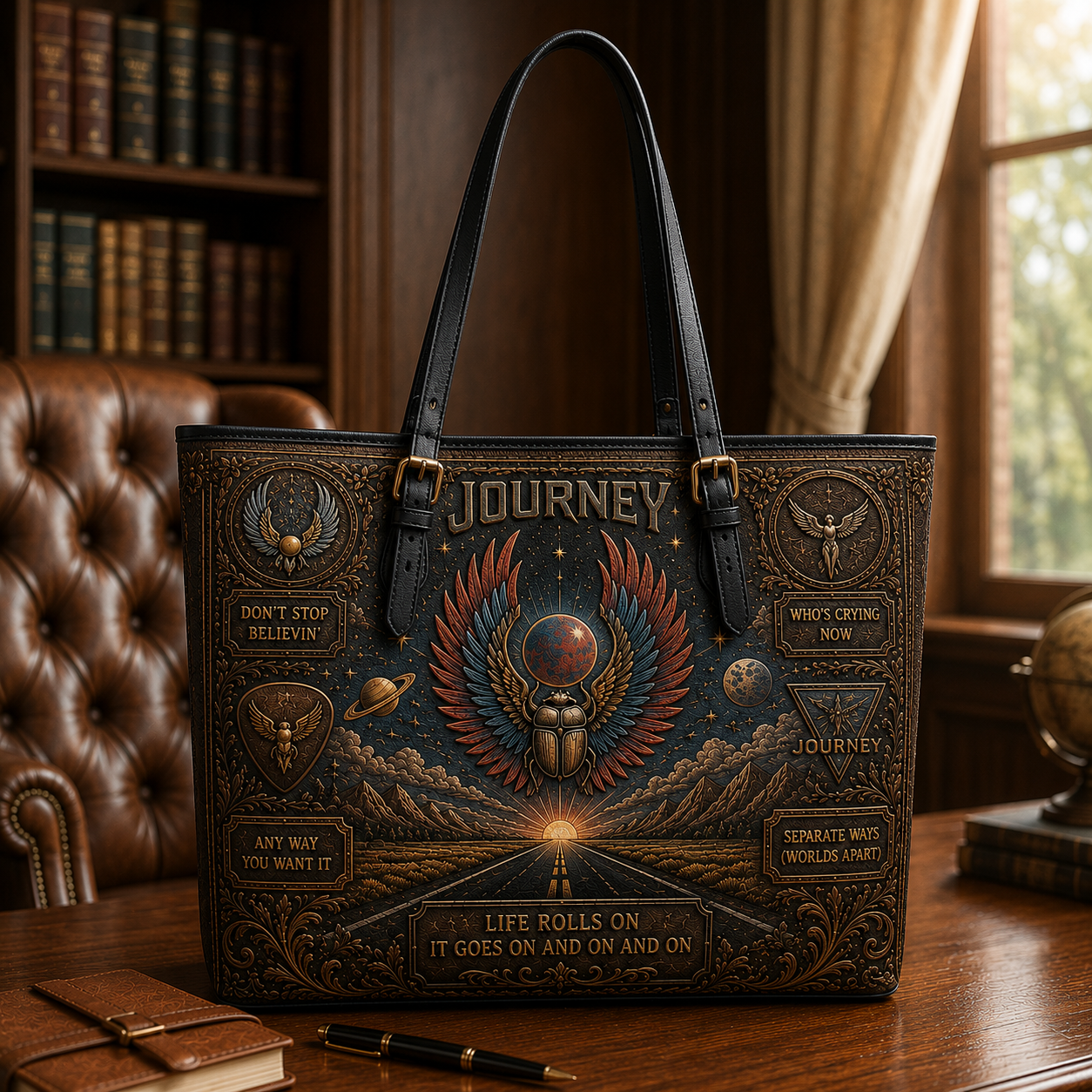 Journey Handbag, Tote Bag and Wallet Set, Don’t Stop Believin’ Classic Rock Accessories, Music Fan Gift