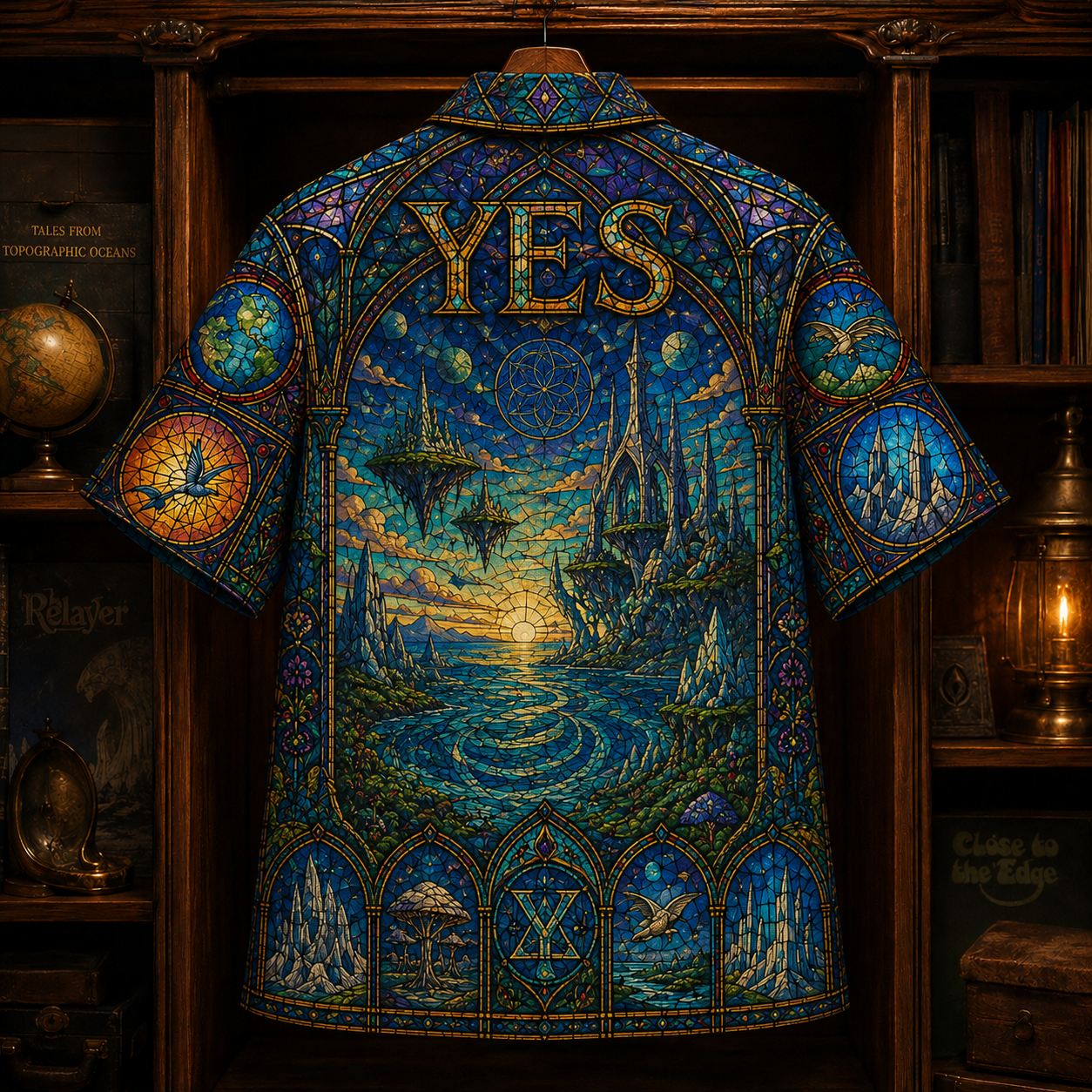 Yes Hawaiian Shirt - Stained Glass Progressive Rock All-Over Print Button-Up Shirt