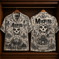 Misfits Hawaiian Shirt - Unisex Vintage Toile De Jouy Fiend Skull Button Up