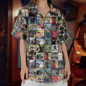Elvis Presley Retro Music Album Art Mosaic Grid Colorful Hawaiian Shirt – Retro Music Album Art Inspired Unisex Shirt