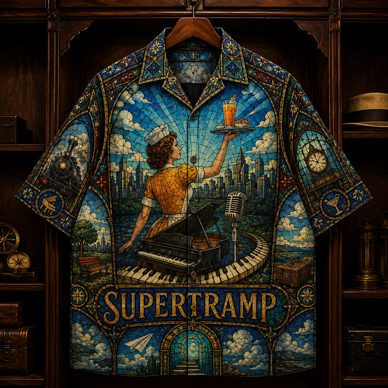 Supertramp Hawaiian Shirt - Stained Glass Progressive Rock All-Over Print Button-Up Shirt