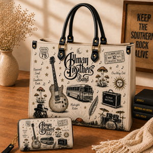 The Allman Brothers Band Handbag, Tote Bag and Wallet Set, Southern Rock Vintage Music Accessories, Allman Brothers Fan Gift