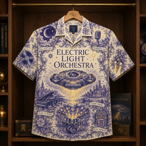 Electric Light Orchestra Hawaiian Shirt - Unisex Toile De Jouy ELO Spaceship Shirt