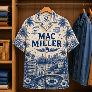 Mac Miller Special Edition Tropical Blue Hawaiian Shirt - Unisex Music Collage Button Up