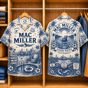 Mac Miller Special Edition Tropical Blue Hawaiian Shirt - Unisex Music Collage Button Up