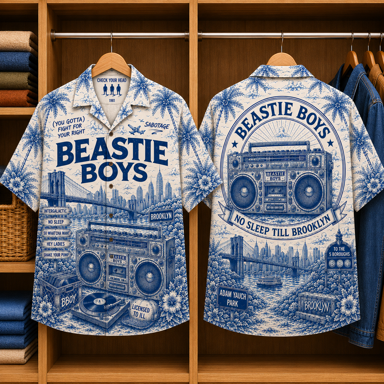 Beastie Boys Special Edition Tropical Hawaiian Shirt - Unisex Music Collage Button Up