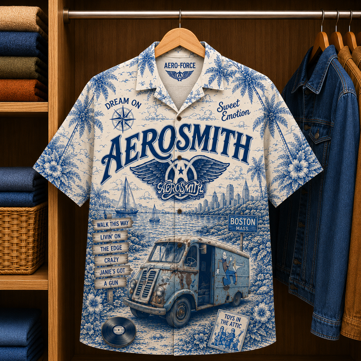 Aerosmith Special Edition Tropical Hawaiian Shirt - Unisex Music Collage Button Up