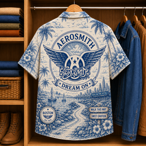 Aerosmith Special Edition Tropical Hawaiian Shirt - Unisex Music Collage Button Up