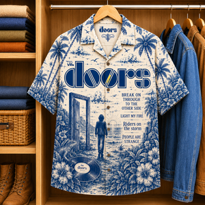 The Doors Special Edition Tropical Hawaiian Shirt - Unisex Music Collage Button Up