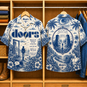 The Doors Special Edition Tropical Hawaiian Shirt - Unisex Music Collage Button Up