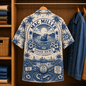 Mac Miller Special Edition Tropical Blue Hawaiian Shirt - Unisex Music Collage Button Up