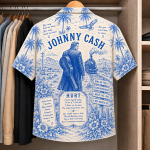 Johnny Cash Tropical Hawaiian Shirt - Tropical Blue Inpsired Hawaiian Shirt Classic