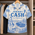 Johnny Cash Tropical Hawaiian Shirt - Tropical Blue Inpsired Hawaiian Shirt Classic