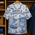 Bruce Springsteen Luxury Design Hawaiian Shirt - Tropical Blue Inpsired Hawaiian