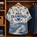 Neil Diamond Special Edition Tropical Blue Hawaiian Shirt - Unisex Music Collage Button Up