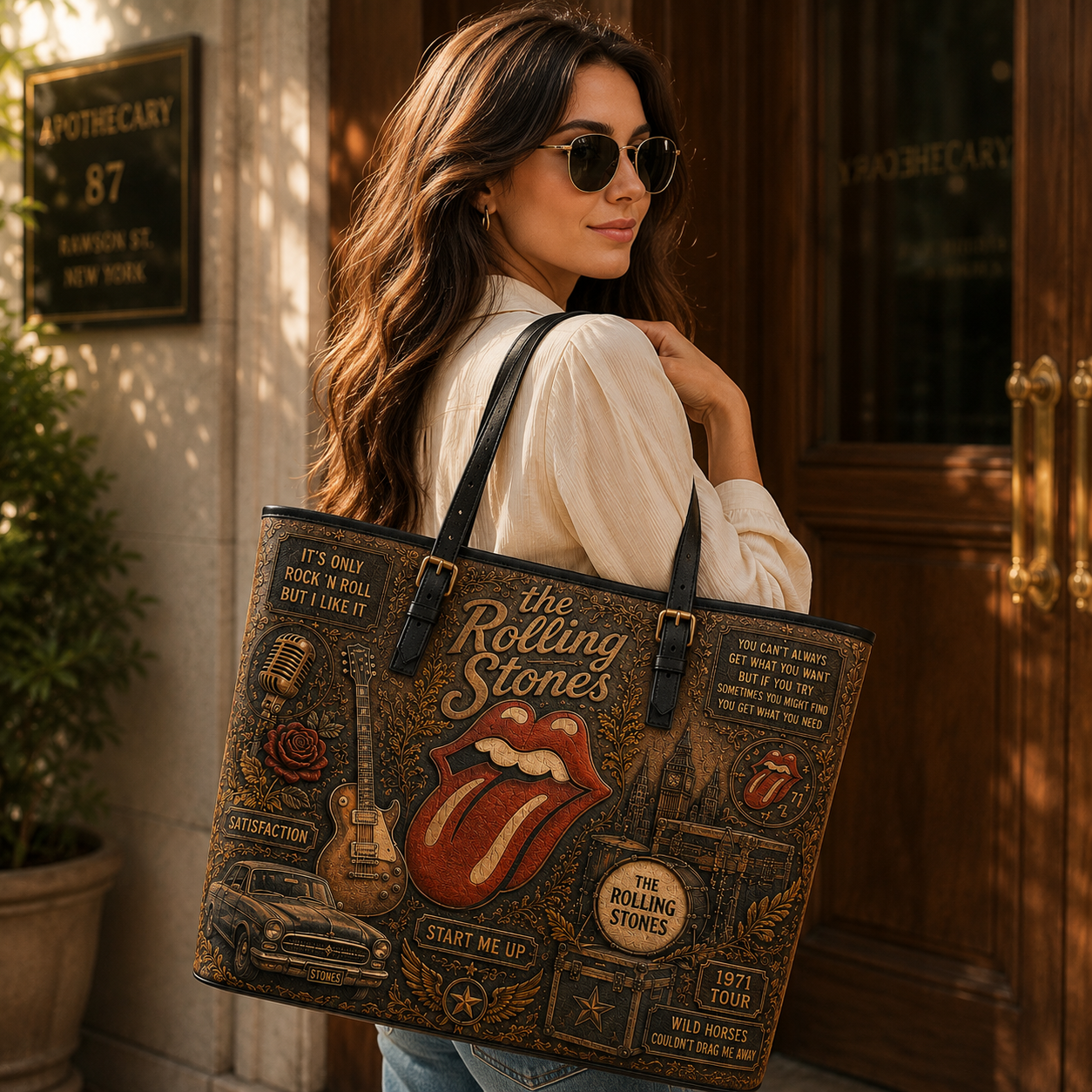 The Rolling Stones Handbag, Tote Bag and Wallet Set, Tongue Logo Classic Rock Accessories, Music Fan Gift