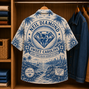 Neil Diamond Special Edition Tropical Blue Hawaiian Shirt - Unisex Music Collage Button Up