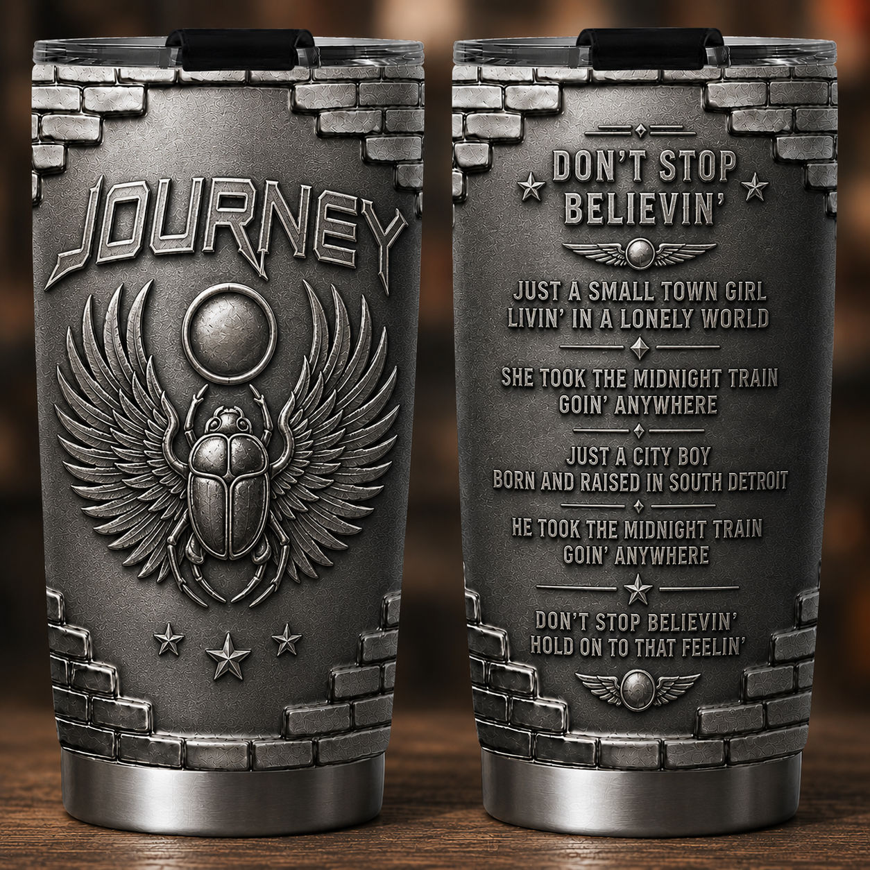 Journey 3D Printed Stainless Steel Tumbler Don't Stop Believin' Travel Mug Double Wall Vacuum Insulated Cup