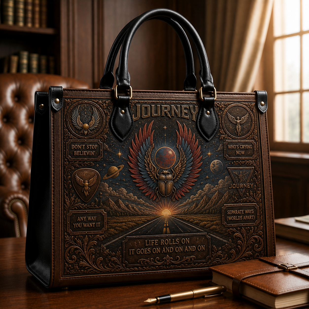 Journey Handbag, Tote Bag and Wallet Set, Don’t Stop Believin’ Classic Rock Accessories, Music Fan Gift