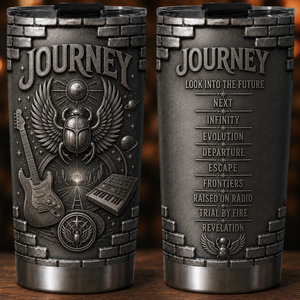 Journey Don't Stop Believin' Insulated Tumbler 3D Embossed Scarab Beetle Travel Cup