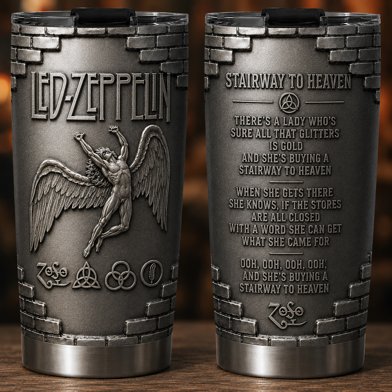 Led Zeppelin 3D Printed Stainless Steel Tumbler Swan Song Travel Mug Double Wall Vacuum Insulated Cup