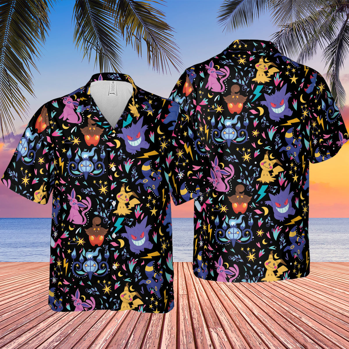 Ghost Buddies Cottagecore Pokemon Patterns Hawaiian Shirt
