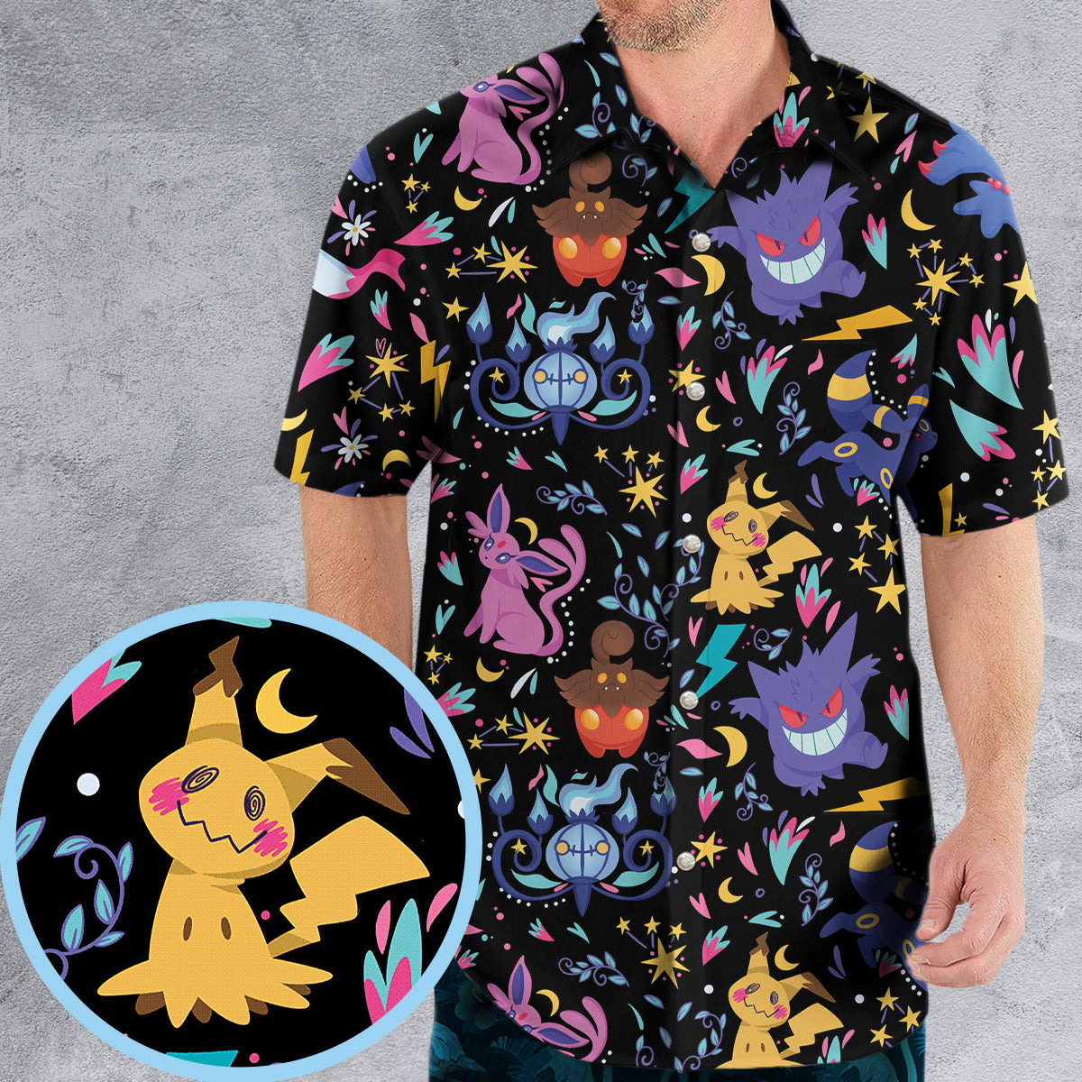 Ghost Buddies Cottagecore Pokemon Patterns Hawaiian Shirt