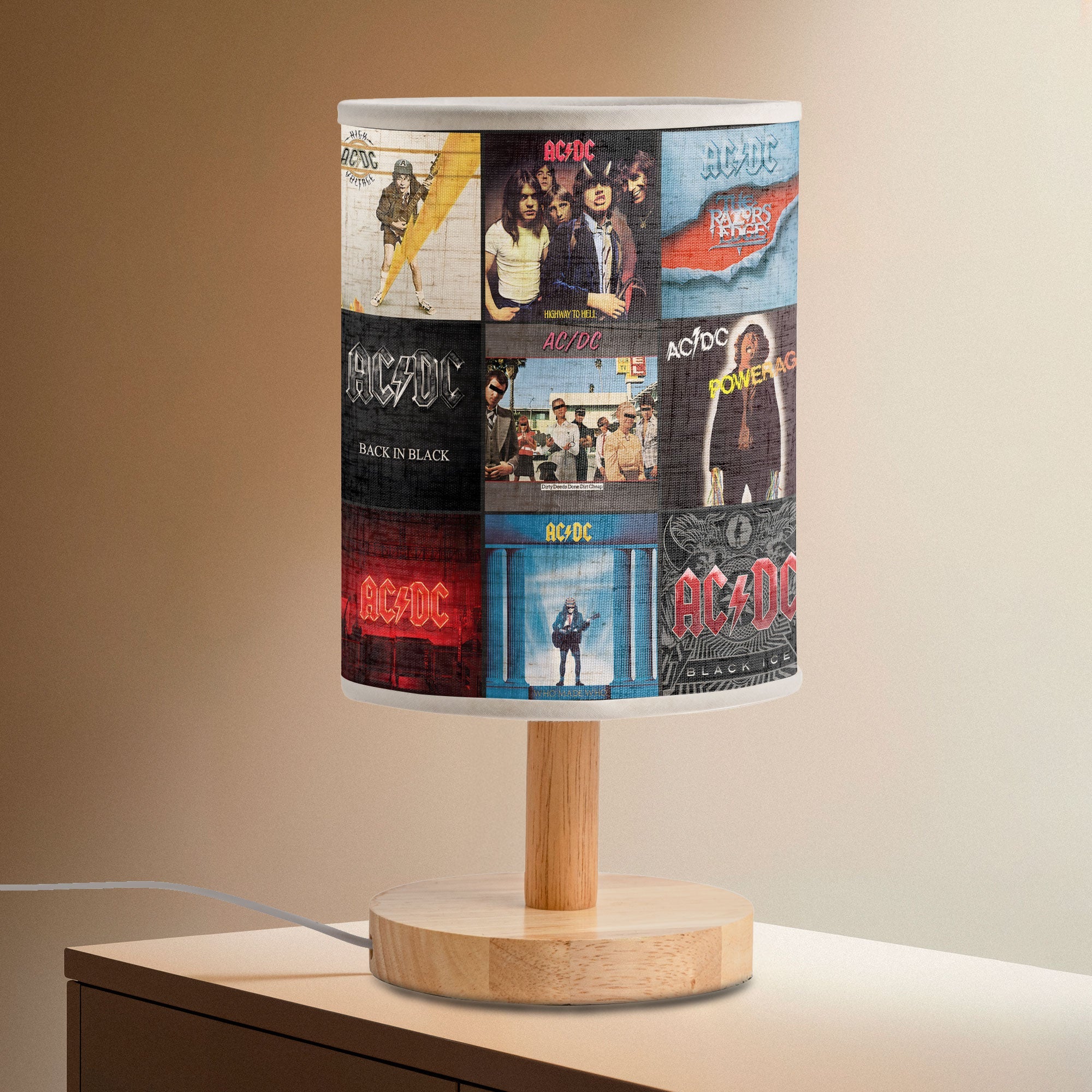 AC/DC Album Covers Fabric Lamp Classic Rock Band Lighting Décor, Perfect Gift for Hard Rock Fans & Collectors