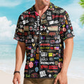 Rock Band Logos Hawaiian Shirt - Unisex 80s Synth Pop Alternative Rock Collage Button Up