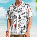 Pop Punk And Alternative Rock Band Logos Hawaiian Shirt - Unisex 2000s Emo Music Collage Button Up