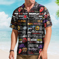 Rock Band Legends Logos Hawaiian Shirt - Unisex Pop Rock Grid Collage Resort Wear