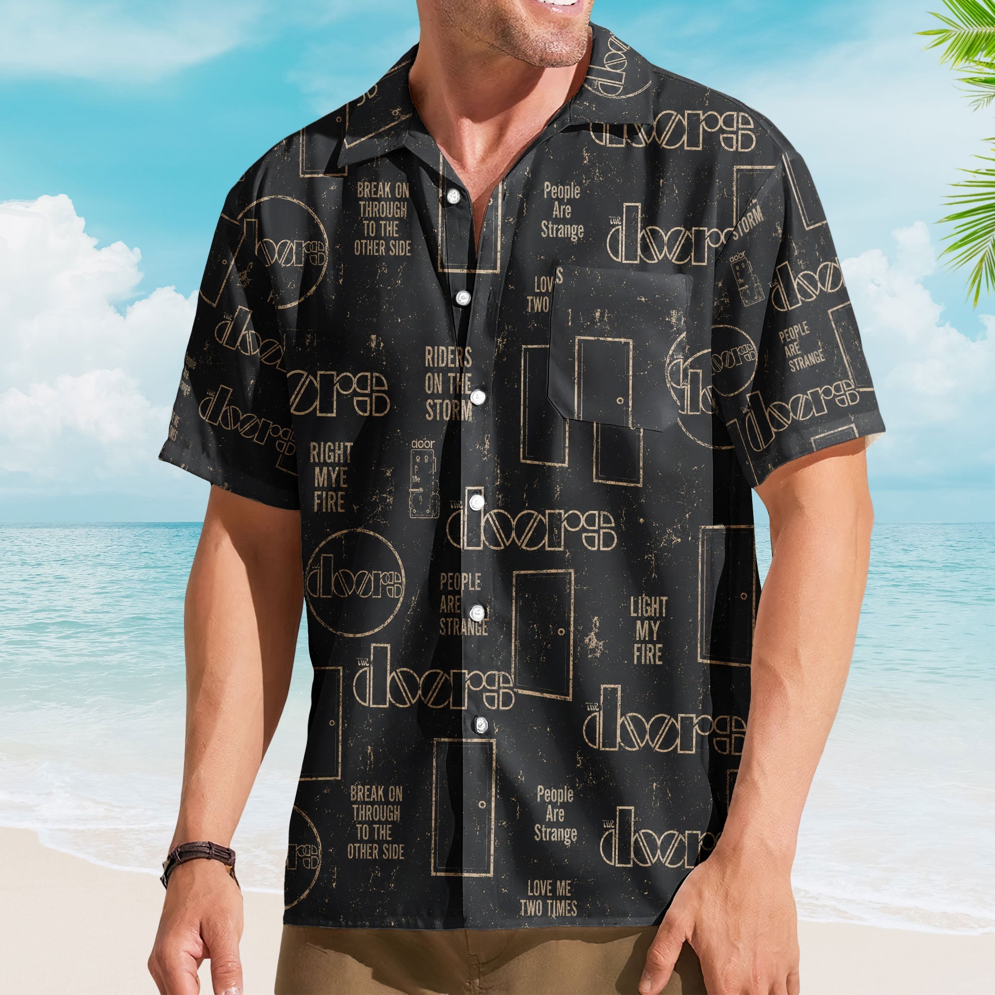 The Doors Hawaiian Shirt - Unisex Minimalist Door Logo Summer Button Up Shirt