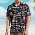Vintage Rock Legends Logos Hawaiian Shirt - Unisex White Tech Graphic Black Summer Shirt