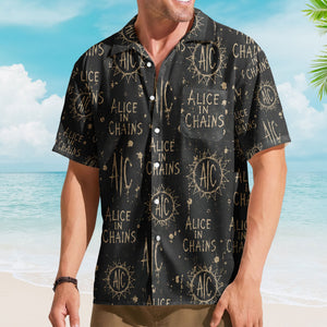 Alice in Chains Hawaiian Shirt - Unisex Grunge Rock AIC Sun Black Summer Button Up
