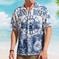 Guns N Roses Toile De Jouy Hawaiian Shirt - Unisex Bullet Logo Slash Skull Fan Gifts Rock Merch