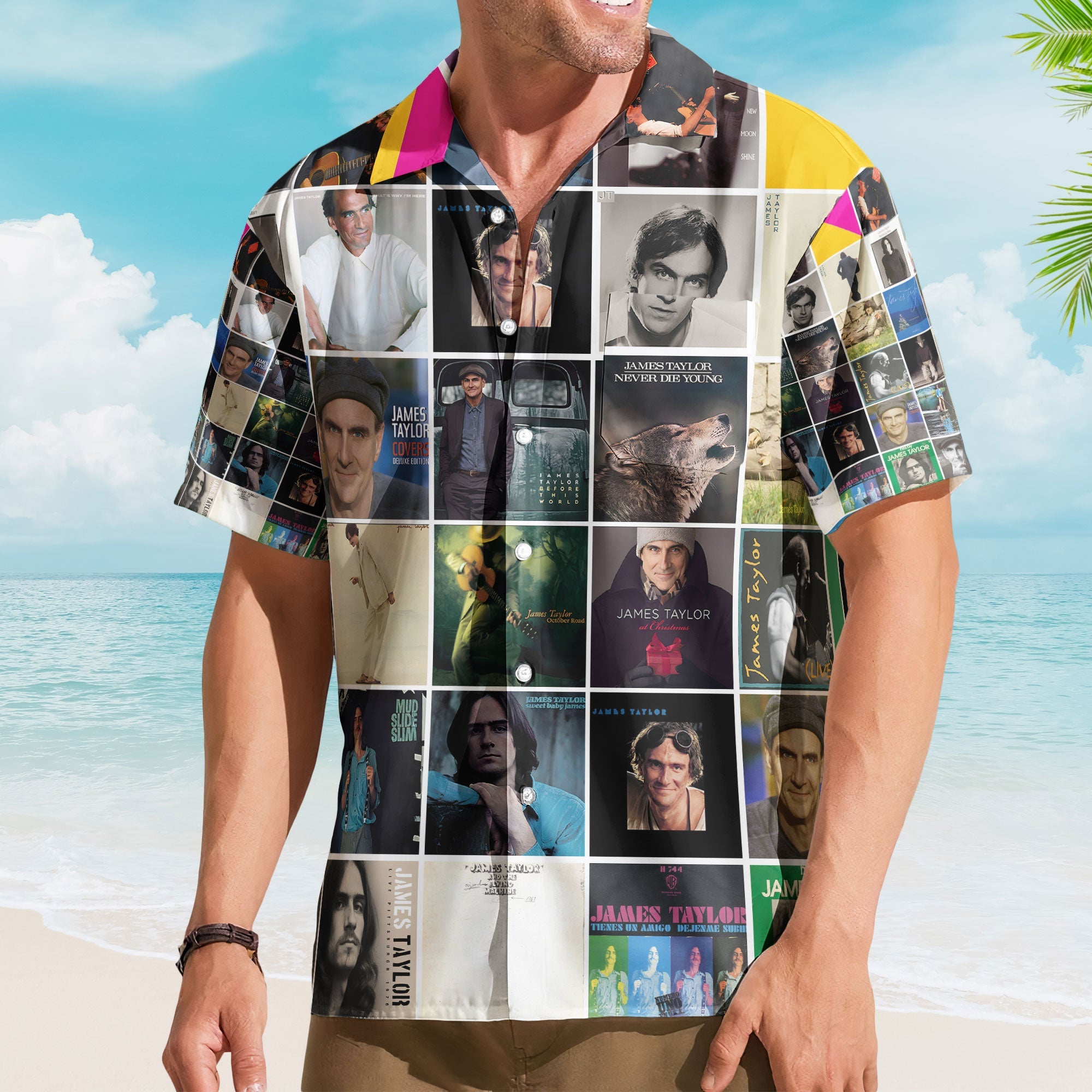 James Taylor Album Collage Hawaiian Shirt – Classic Folk Music Fan Shirt
