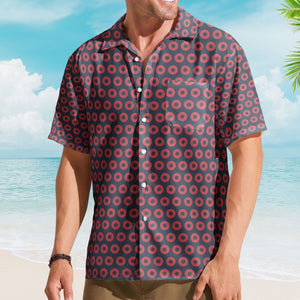 Navy and Red Phish Fishman Donut Unisex Hawaiian Shirt – Retro Music Aloha Button-Up Shirt