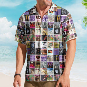 Prince And Deep Purple Album Cover Collage Hawaiian Shirt - Unisex Classic Hard Rock Pop Funk Summer Button Up