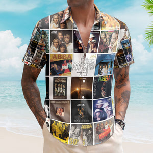 ABBA Hawaiian Shirt – Iconic Album Collage Vintage Music Style