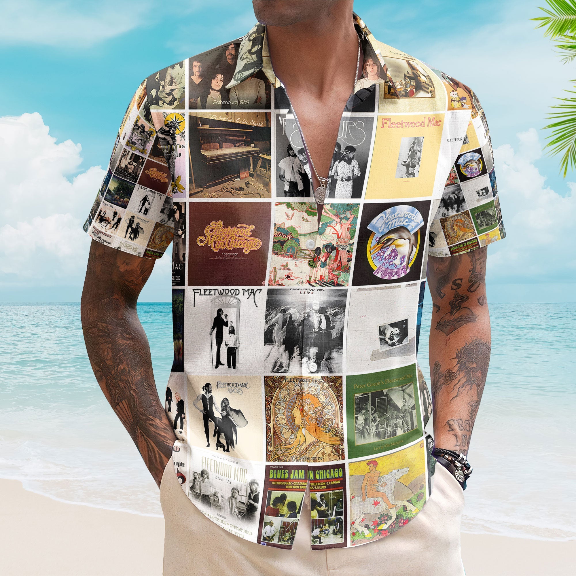 Fleetwood Mac Album Collage Hawaiian Shirt – Classic Rock Fan Shirt
