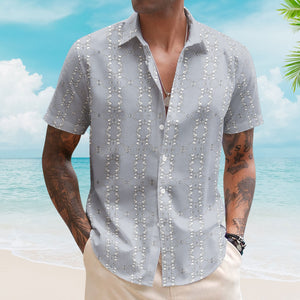 Grateful Dead Dancing Skeleton Pastel Grey Hawaiian Shirt – Retro Music Album Art Inspired Shirt