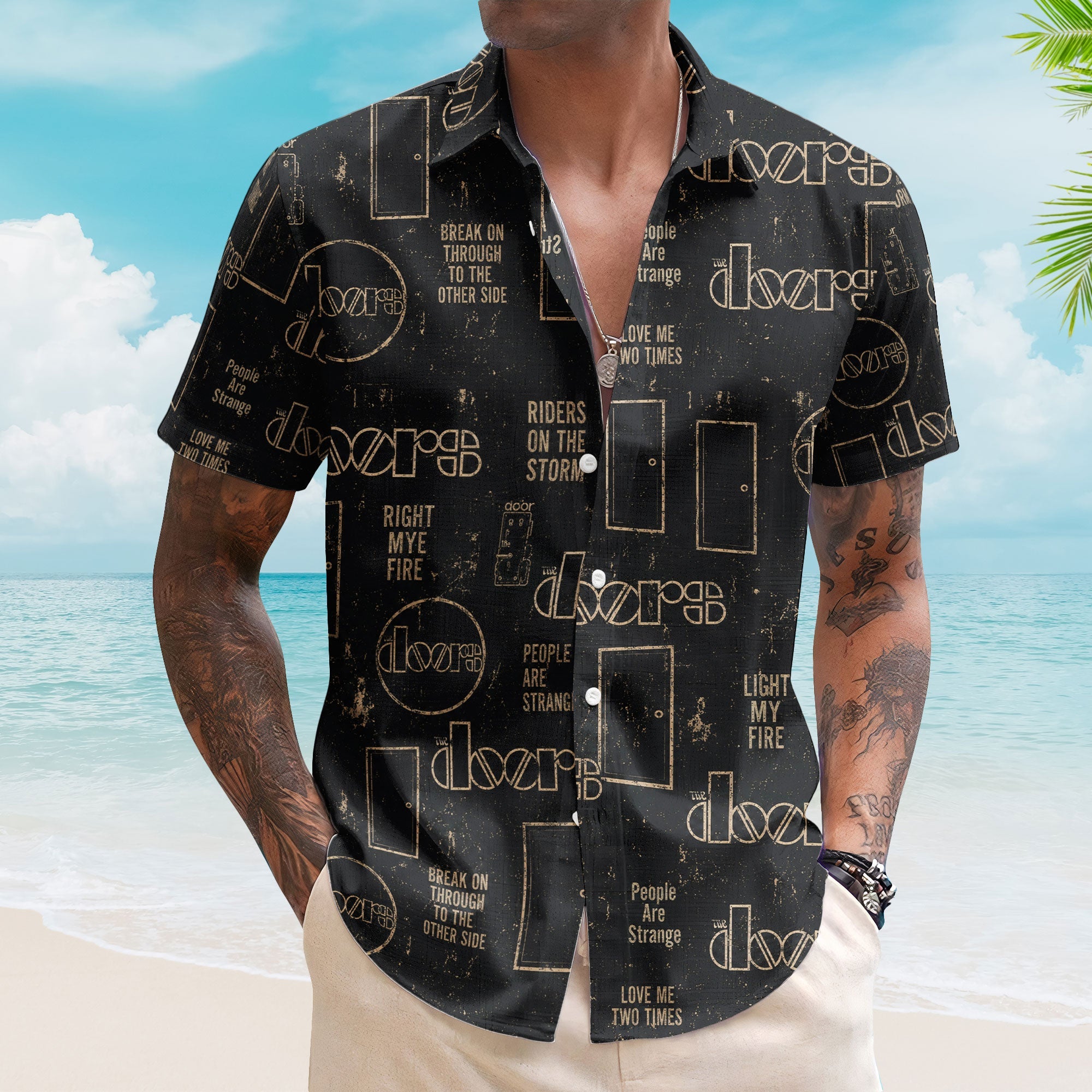 The Doors Hawaiian Shirt - Unisex Minimalist Door Logo Summer Button Up Shirt