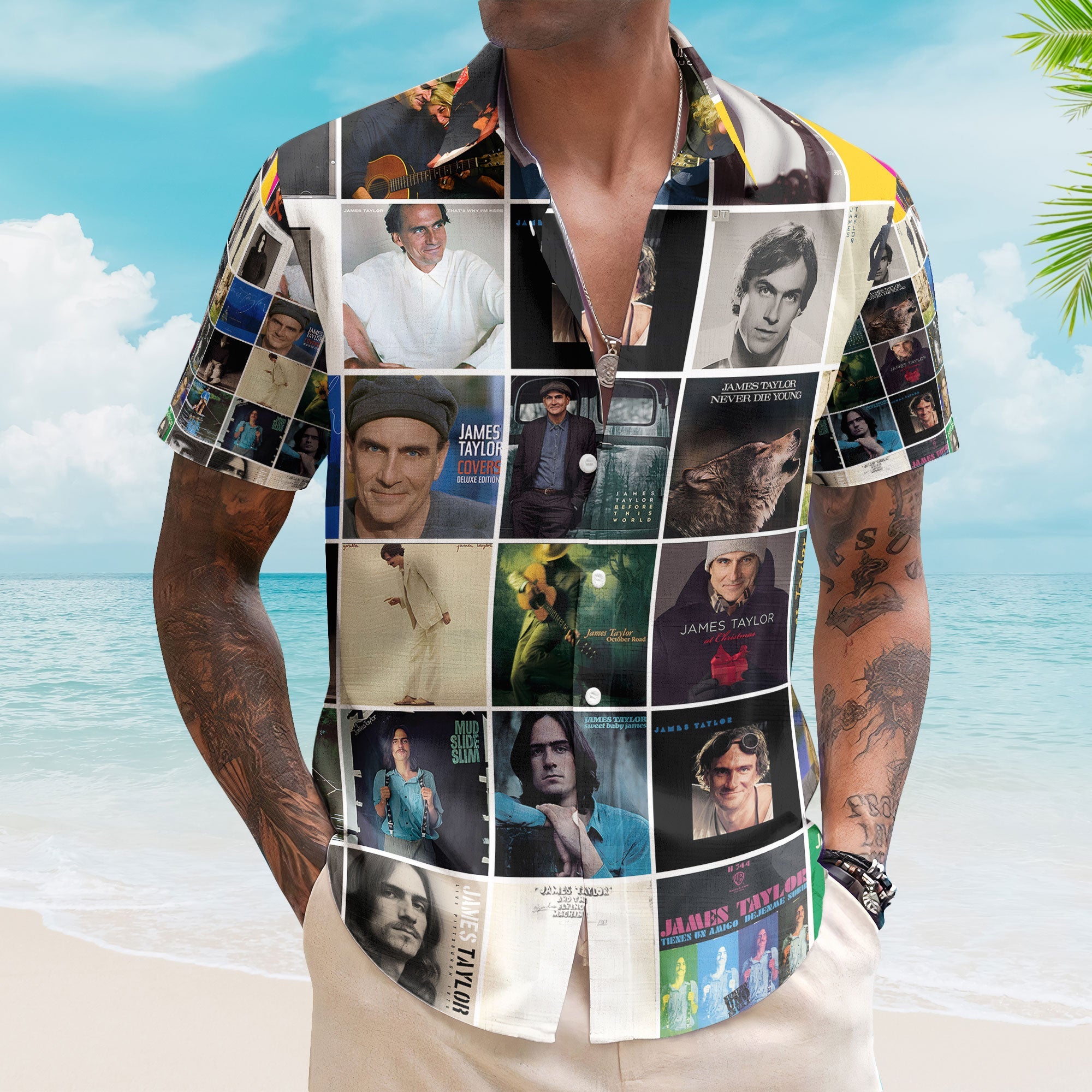 James Taylor Album Collage Hawaiian Shirt – Classic Folk Music Fan Shirt