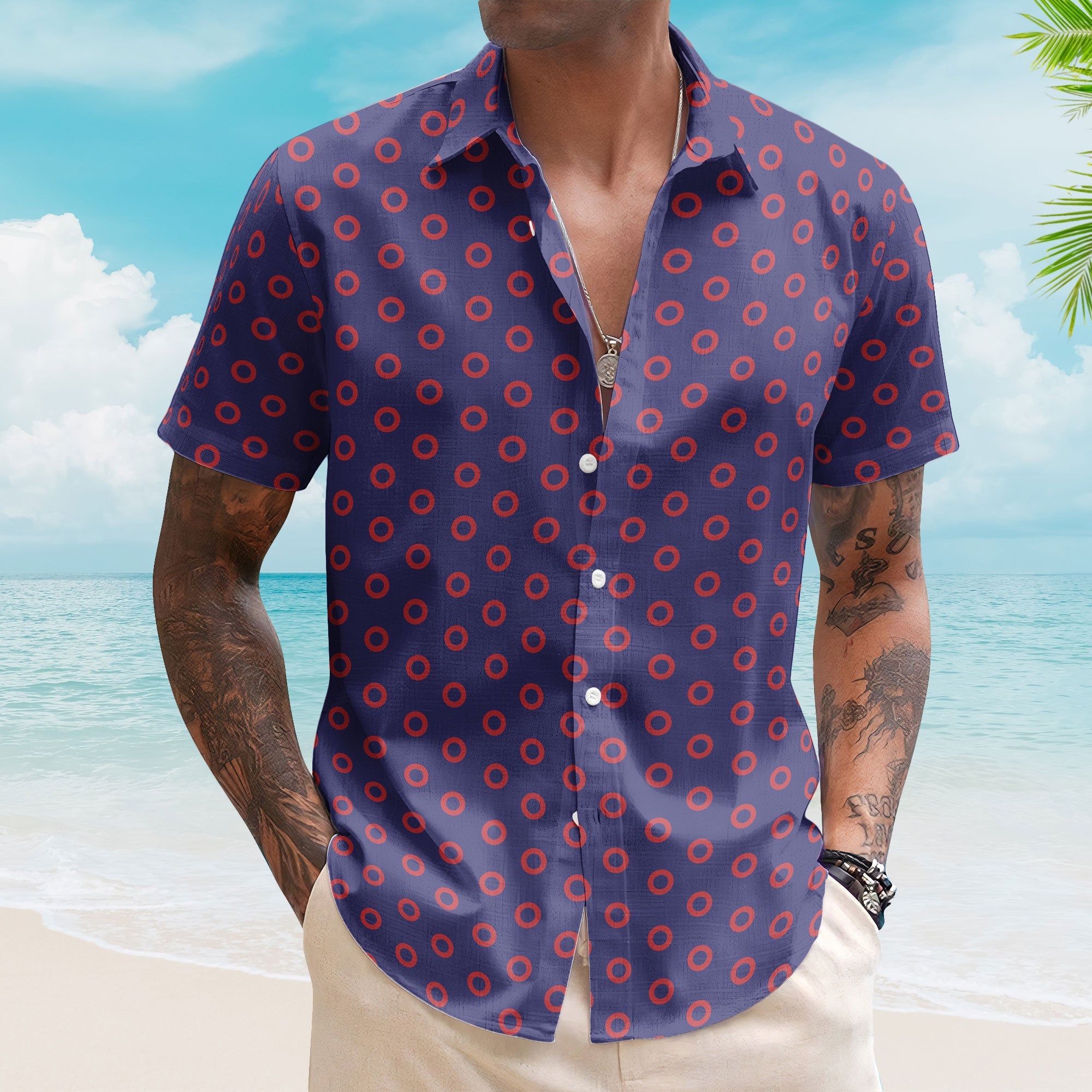 Phish Band Red Circle Hawaiian Shirt – Retro Music Inspired Concert Vacation Aloha Shirt