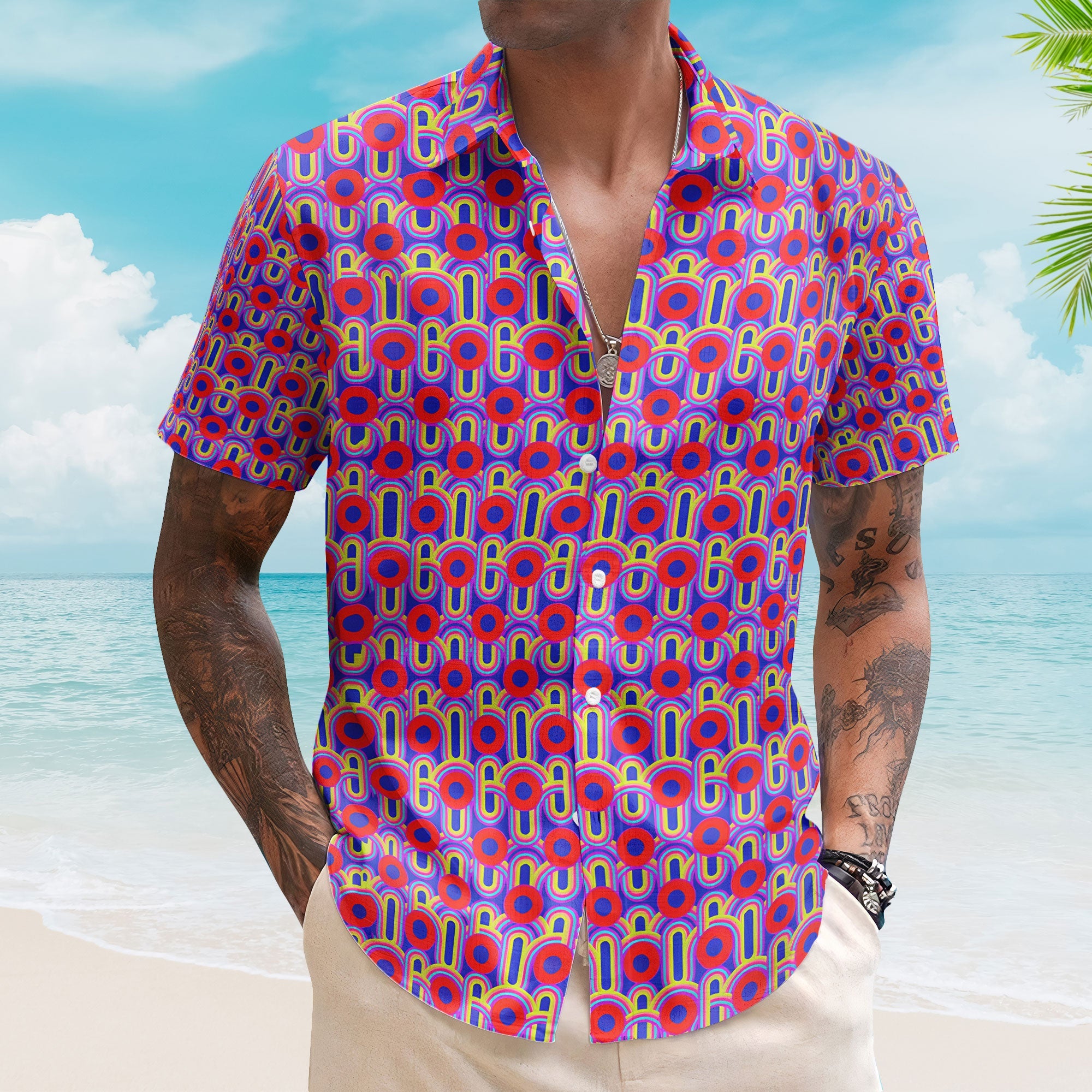 Phish Vegas Donuts Unisex Hawaiian Shirt – Retro Geometric Hawaiian Button-Up Shirt