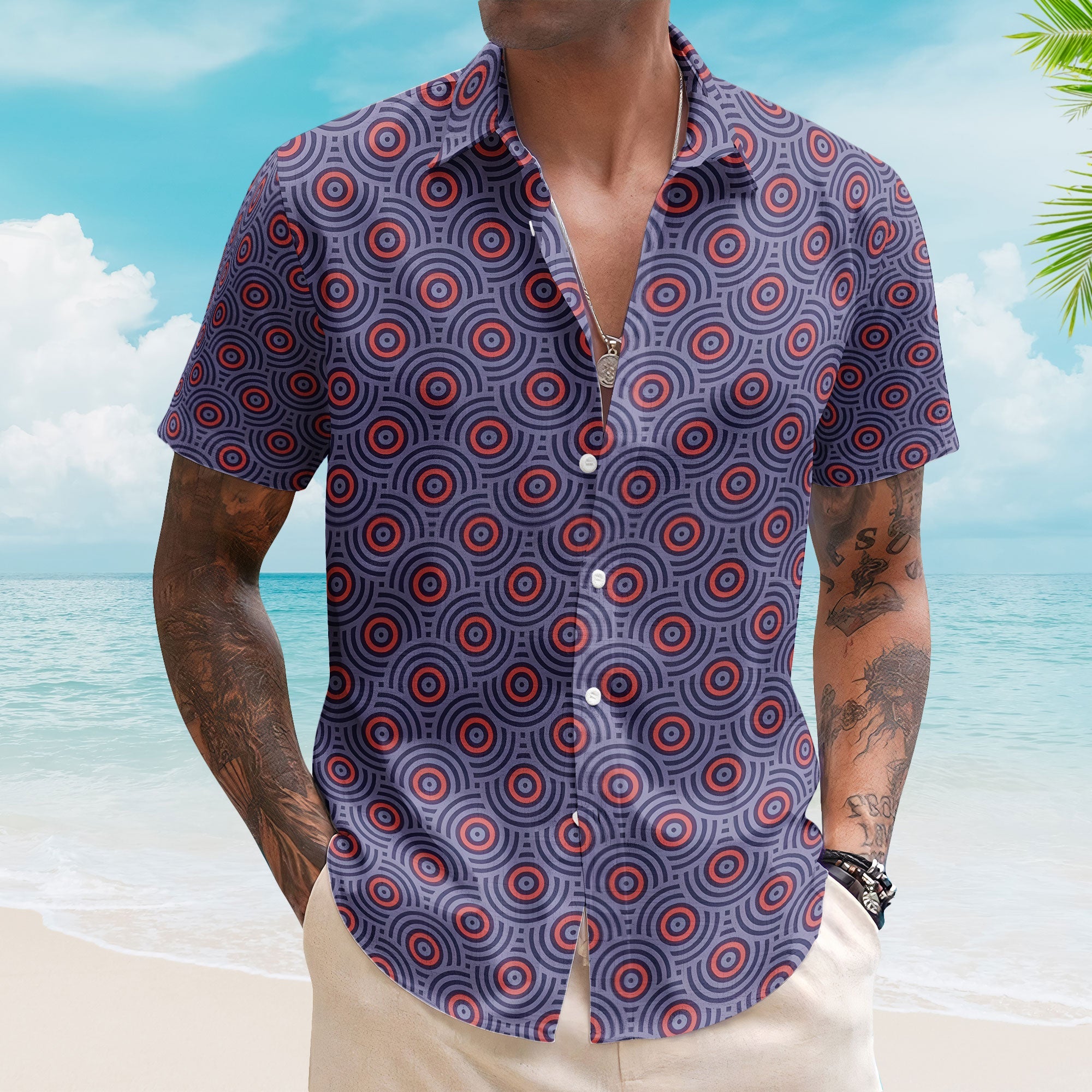 Phish Summer Donuts Unisex Hawaiian Shirt – Retro Geometric Hawaiian Button-Up Shirt