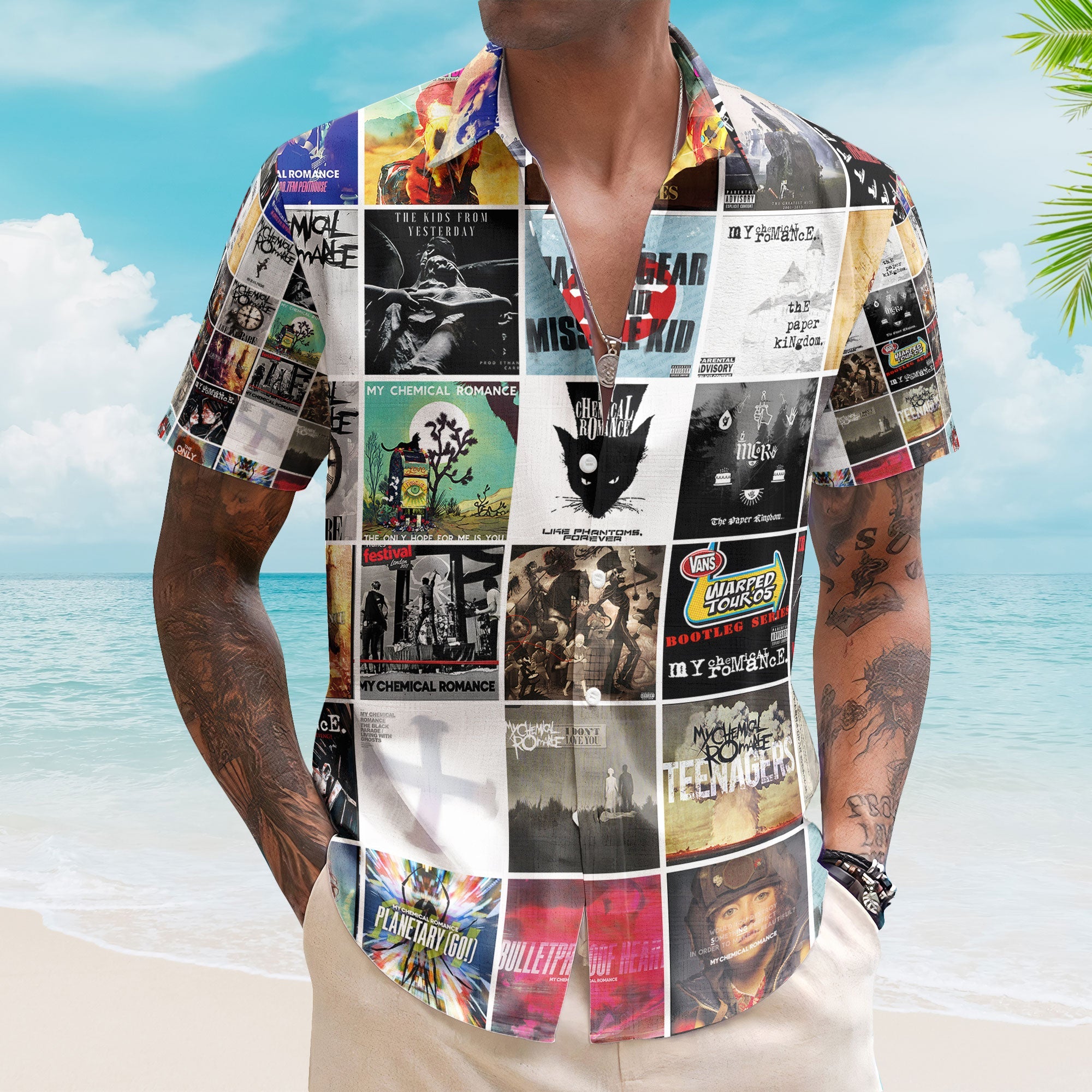 Deep Purple Hawaiian Shirt – Vintage Album Collage Classic Rock Style